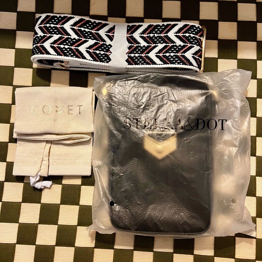 Stella and Dot Leather Covet Crossbody Black
